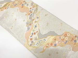 道長取りに花鳥・古典柄織り出し　袋帯